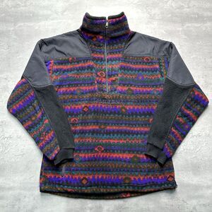 Vintage Perigee Aztec Fleece Pullover Jacket 90s Retro Pattern Zip Front Men’s M